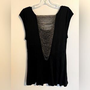 Free People cap sleeve top with black and gold back detail